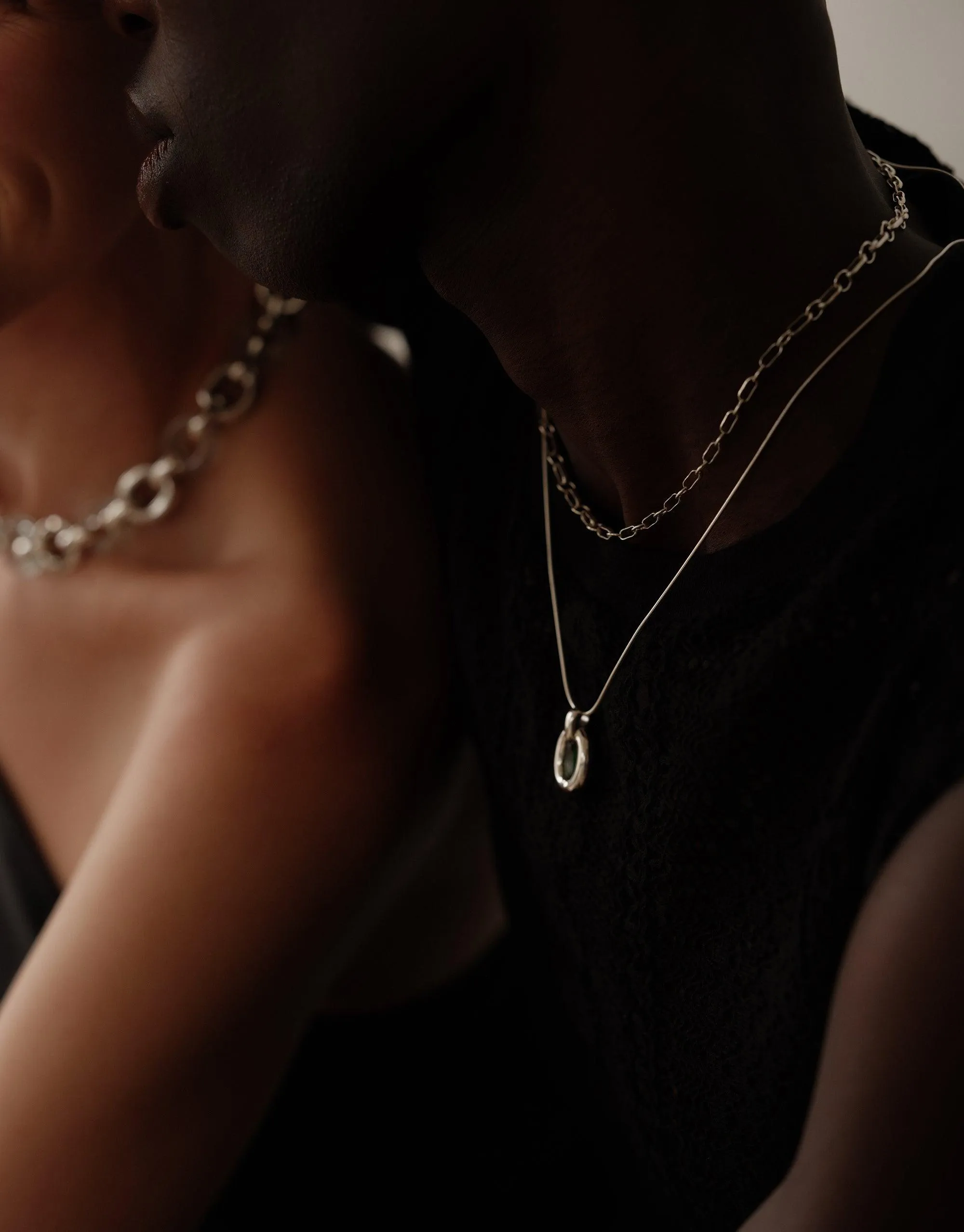 Connected Loop Necklace | Mixed Metal & Glass