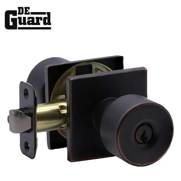 Contemporary Flat Ball Door Knob Set - Entrance - Square Rose - Aged Bronze - Grade 3 (SC1)