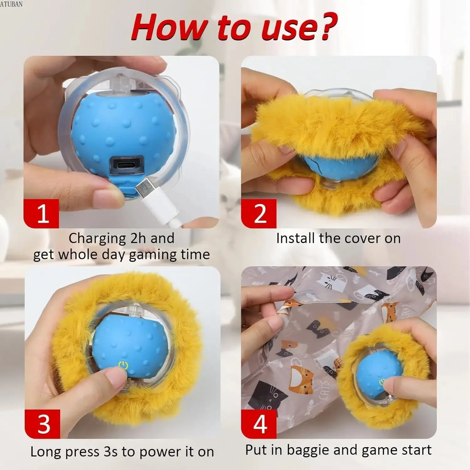 Electric Cat Toys - Hide and Seek Kitten Toy - Motion Activated Interactive Cat Toy - Hiding Cover Exercise Toy for Indoor Cats