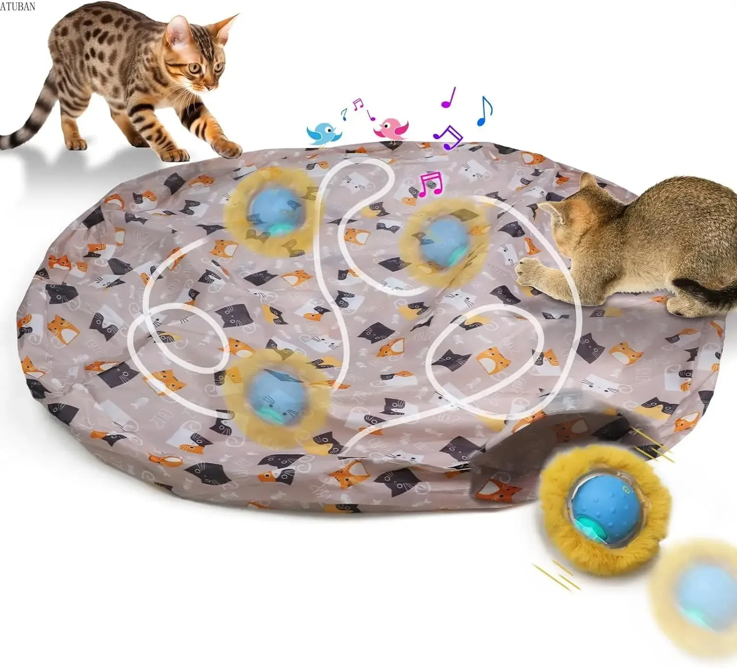 Electric Cat Toys - Hide and Seek Kitten Toy - Motion Activated Interactive Cat Toy - Hiding Cover Exercise Toy for Indoor Cats