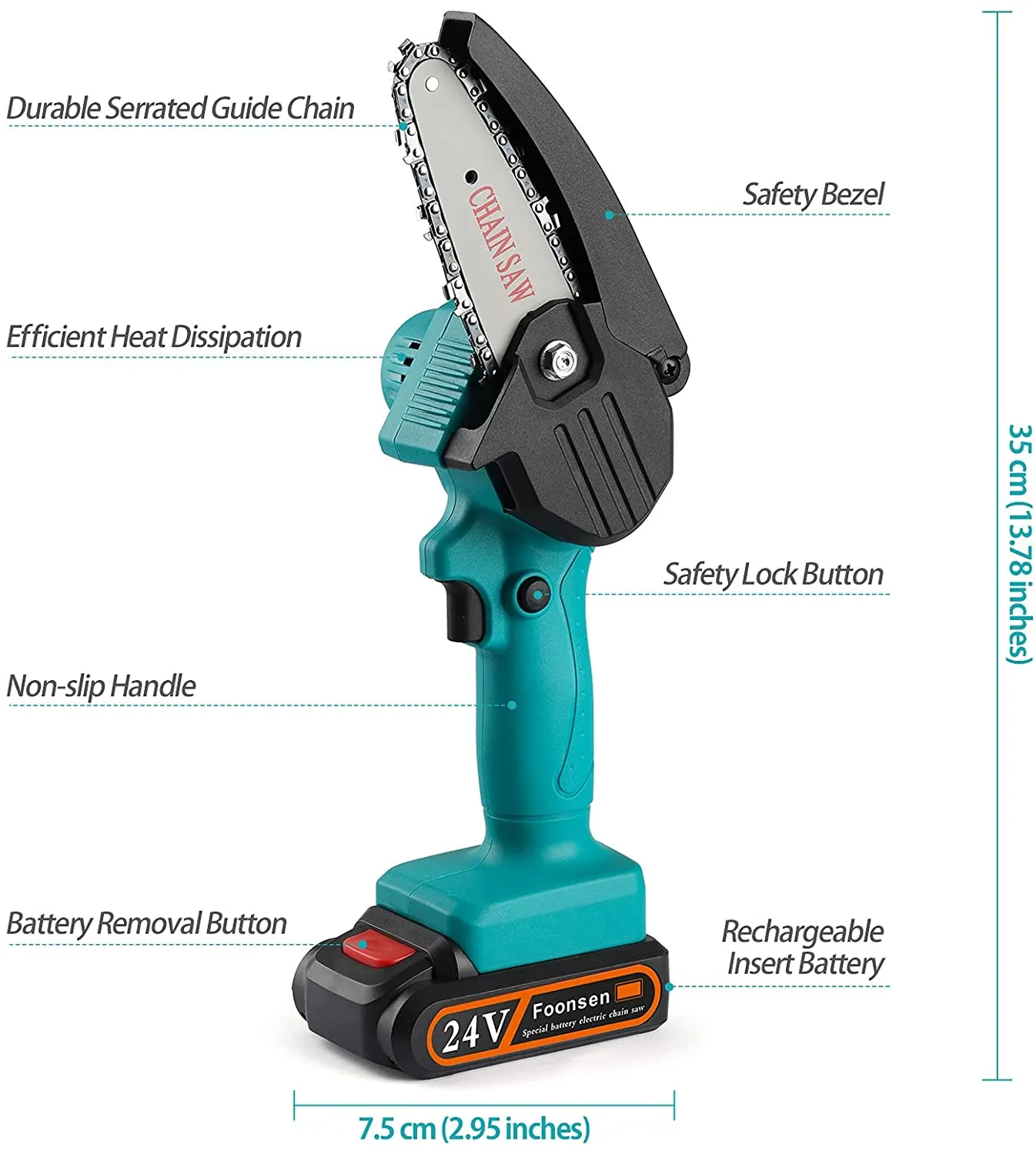 ENEGON Mini Chainsaw, 4-Inch Cordless Chainsaw, Portable Handheld Chainsaw