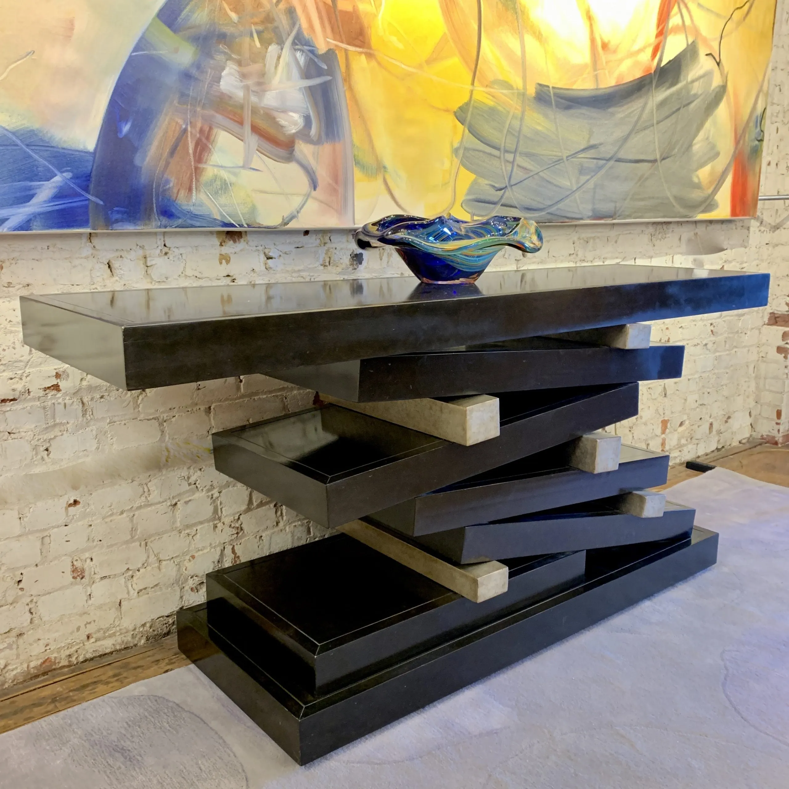 Entry Table, Wall Table, Contemporary, "Stacked Wood"