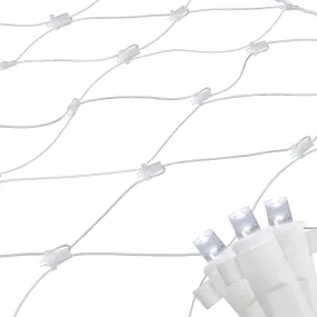 essential 2' x 8' Pure White LED Wide Angle Net Style Column Wrap Christmas Lights White Wire
