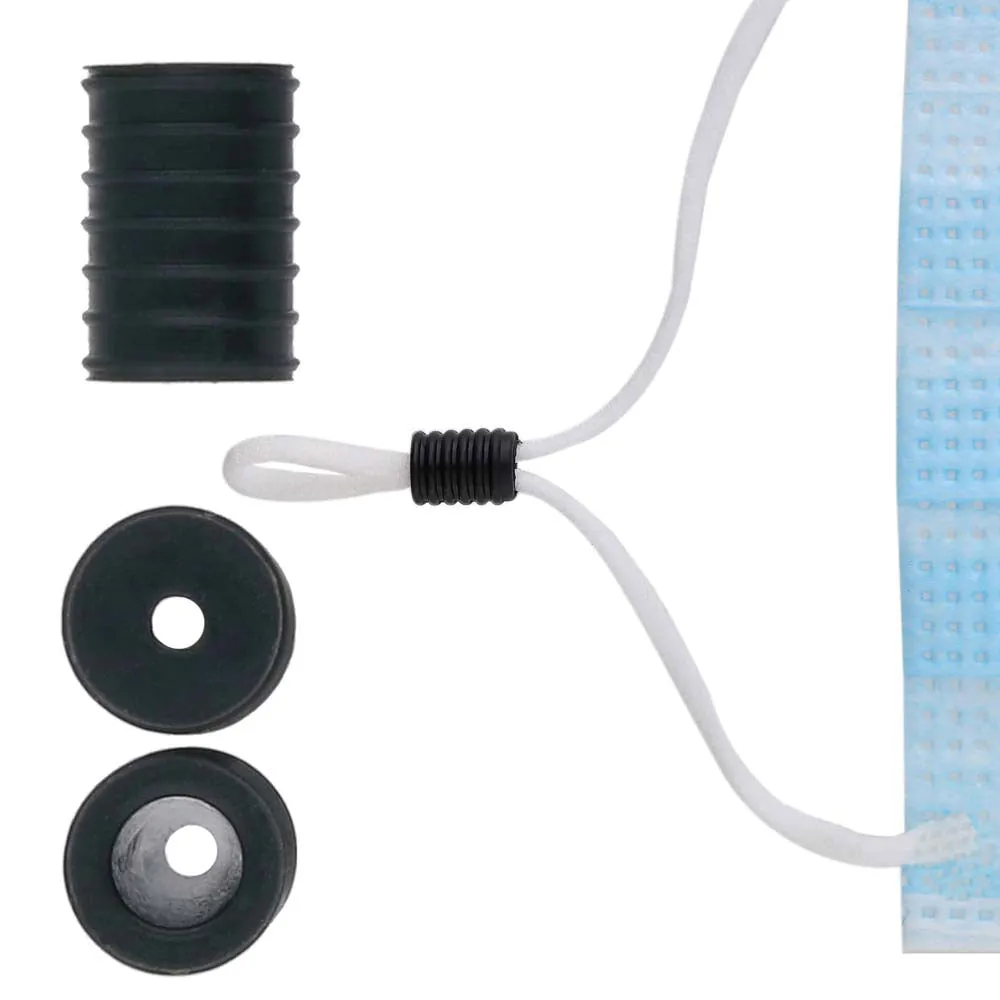 Fablastic Cord Locks for Mask Making, Cylinder 7x10mm with 1.6 & 4.5mm Holes, Black (48 Pieces)