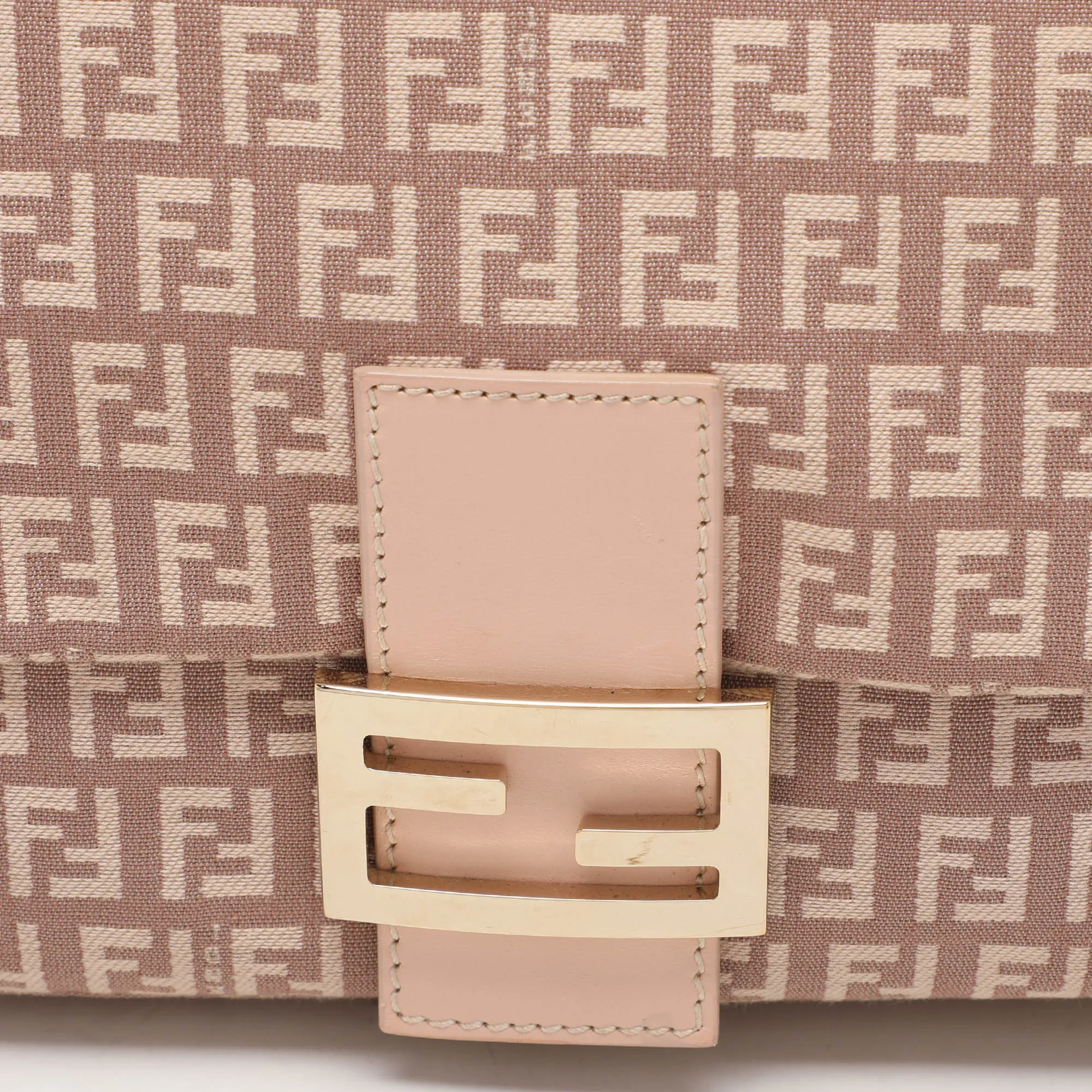 Fendi Light Pink Zucchino Canvas And Leather Mama Forever Shoulder Bag