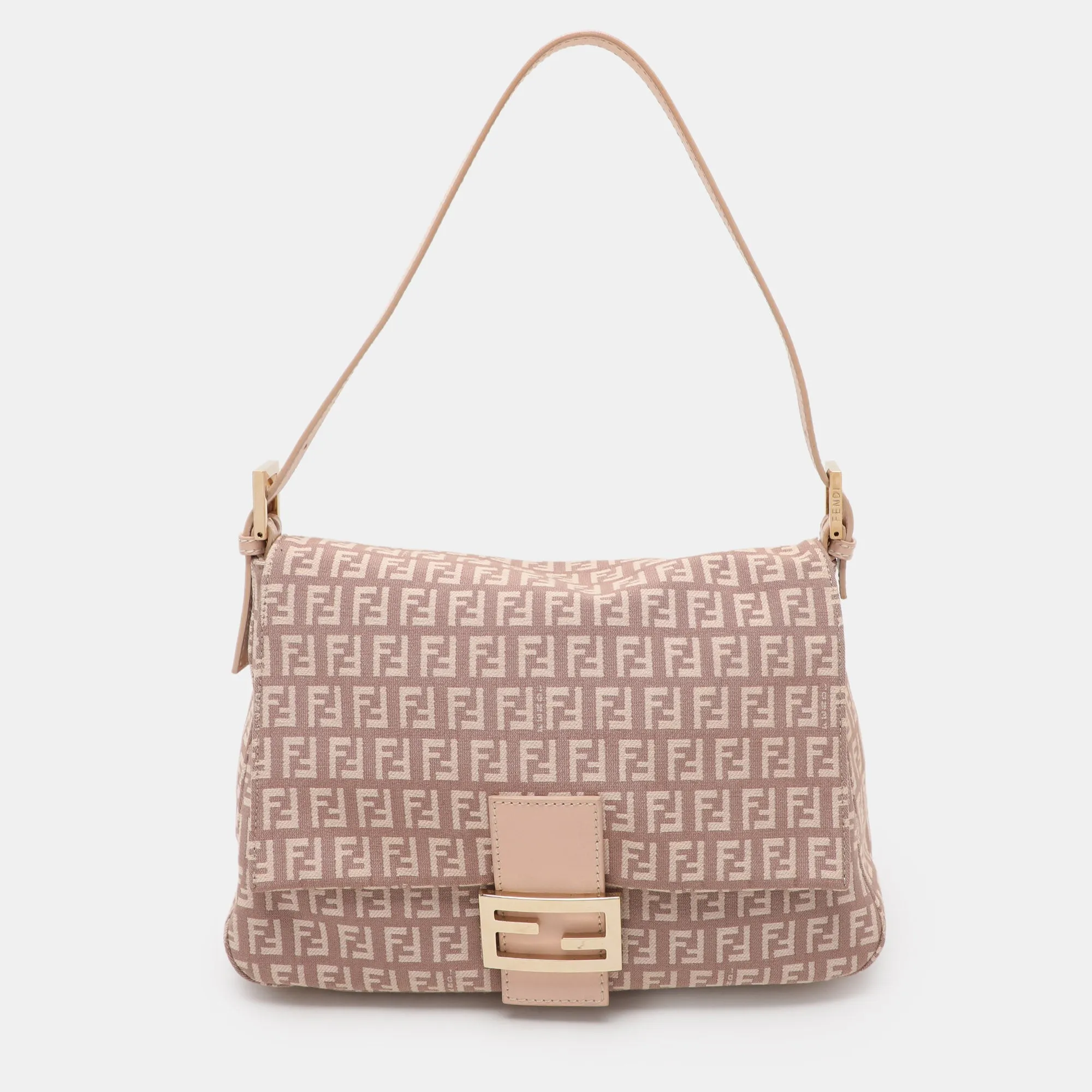 Fendi Light Pink Zucchino Canvas And Leather Mama Forever Shoulder Bag