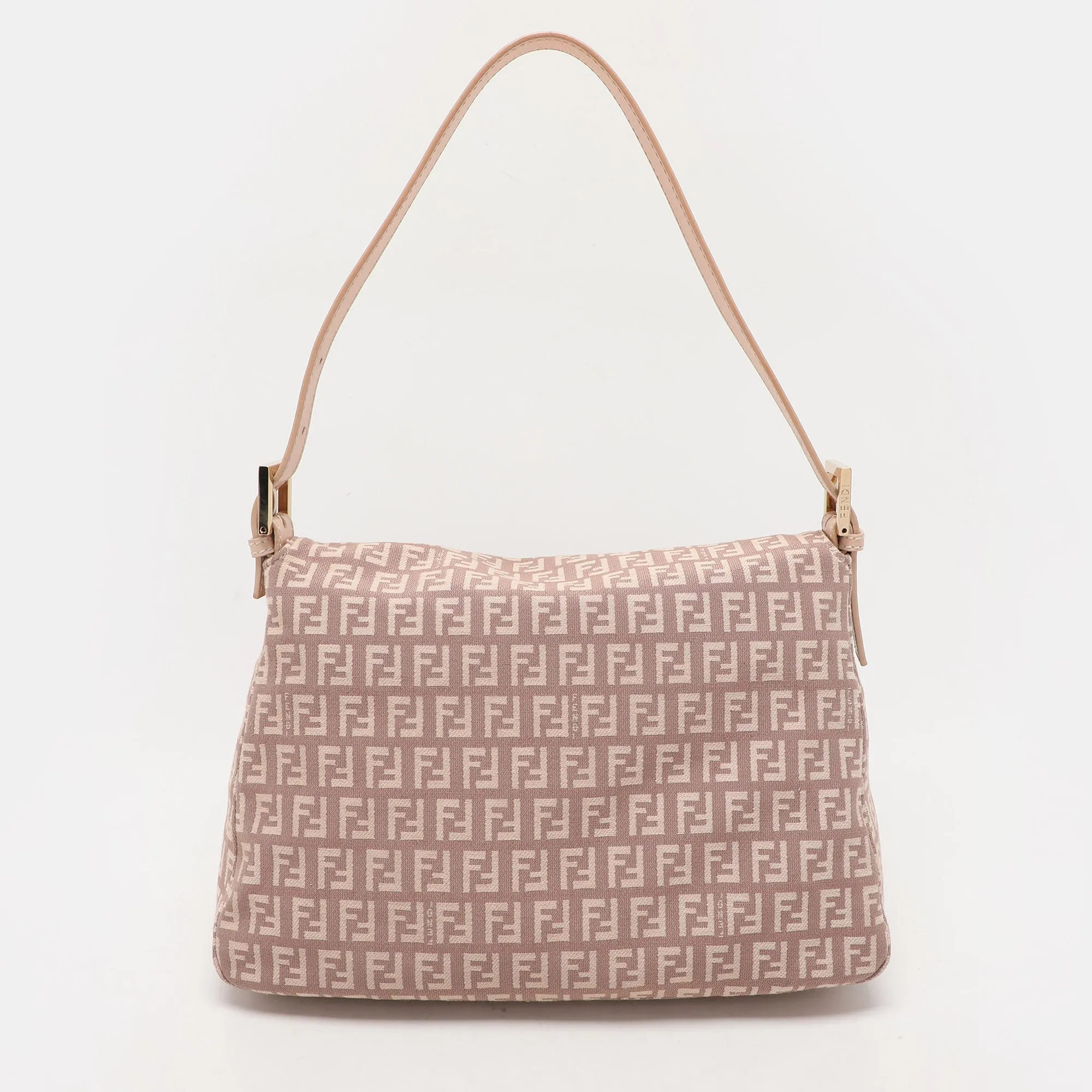 Fendi Light Pink Zucchino Canvas And Leather Mama Forever Shoulder Bag