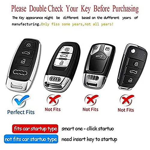 For Audi Key Fob Cover Case, Metal Key Fob Case for Audi A3 A6 A7 A8 A8L E-Tron Q7 Q8 RS6 RS7 S3 S6 S7 SQ7 SQ8 Series Keyless Smart Key Fob (Grey)