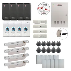 FPC-6227 Four Doors Access Control TCP / IP RS485 Wiegand Electric Drop Bolt Fail Secure Controller Box   Outdoor Card Reader   Software Included   20,000 Users   PIR Motion Detector Kit