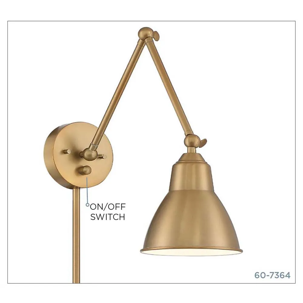 Fulton Swing Arm Lamp Burnished Brass w/ Switch 120v