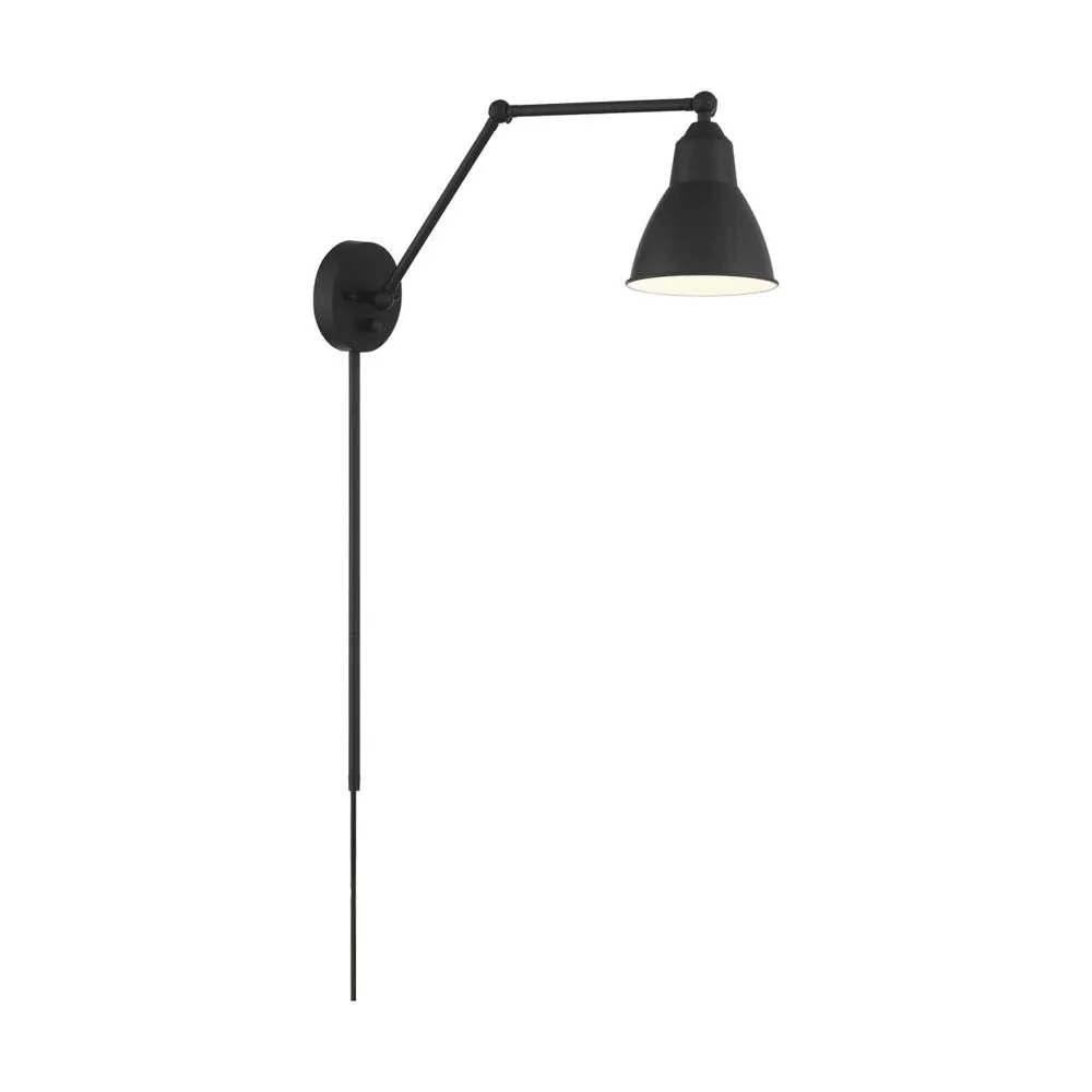 Fulton Swing Arm Lamp Matte Black w/ Switch 120v