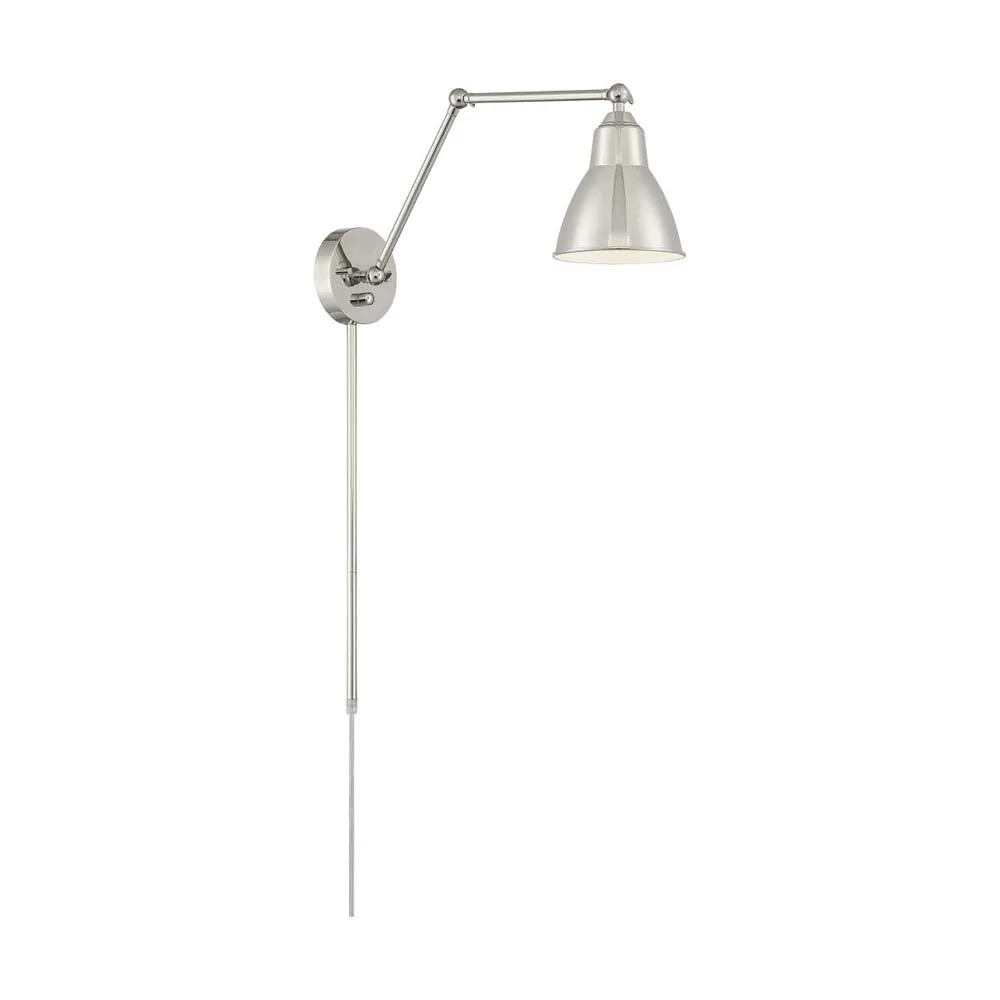 Fulton Swing Arm Lamp Polished Nickel w/ Switch 120v