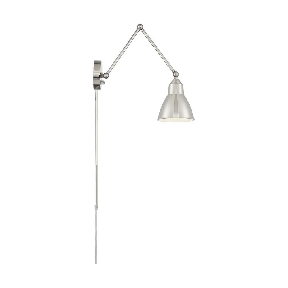 Fulton Swing Arm Lamp Polished Nickel w/ Switch 120v