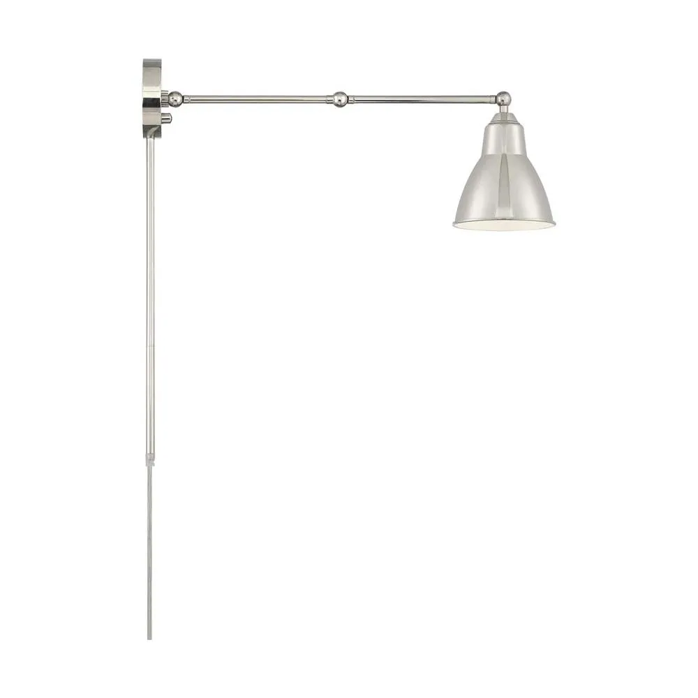 Fulton Swing Arm Lamp Polished Nickel w/ Switch 120v