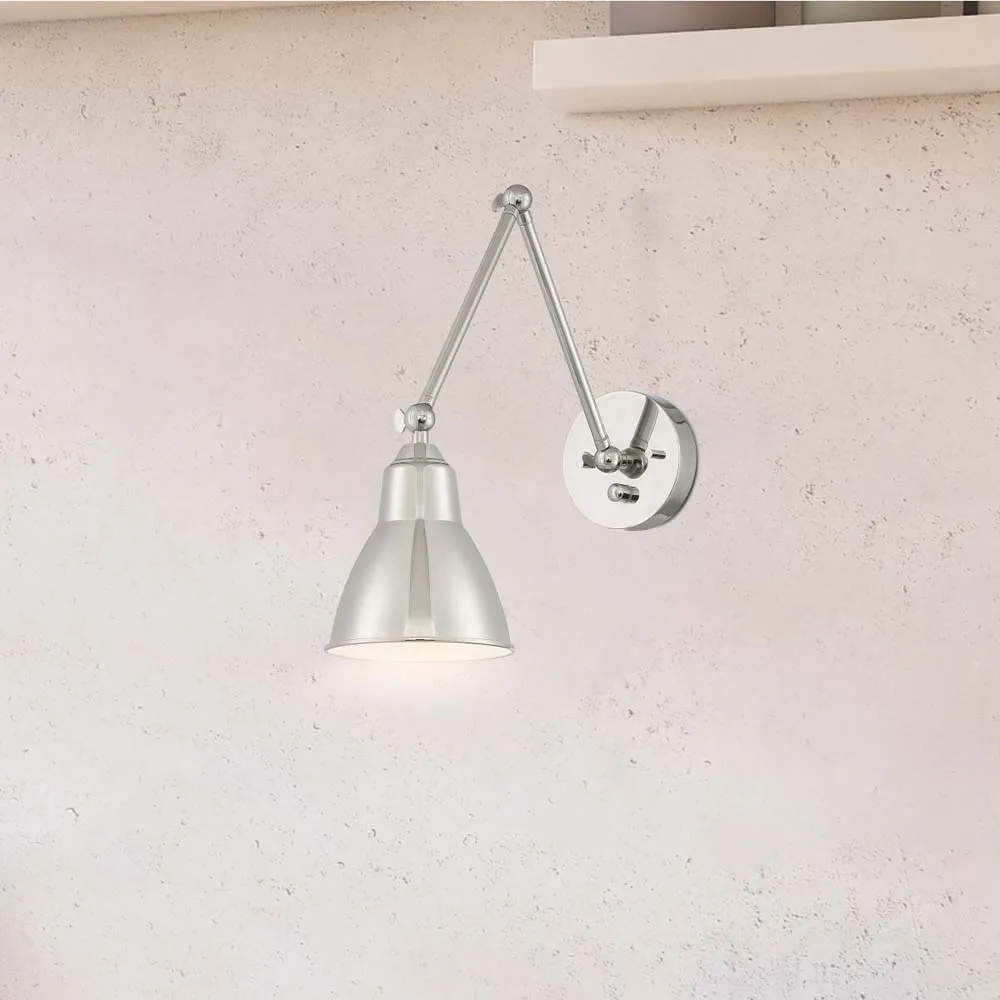 Fulton Swing Arm Lamp Polished Nickel w/ Switch 120v