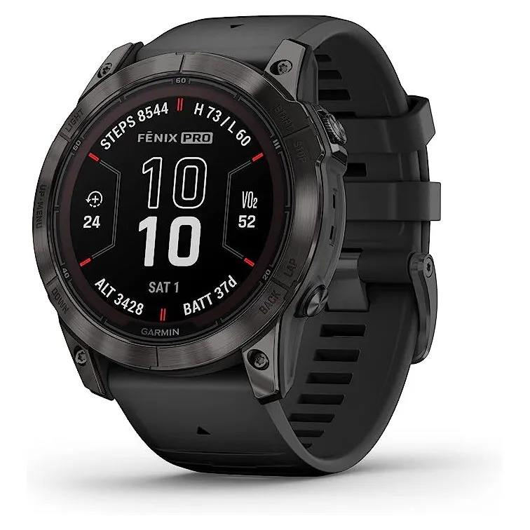 Garmin fenix 7X Pro Sapphire Solar Built-in Flashlight Solar Charging Capability Black Multisport GPS Smartwatch - 010-02778-10