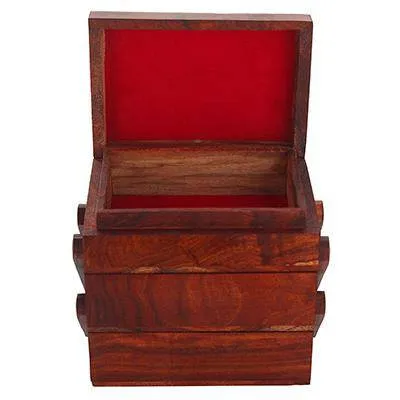 Hand Carved Wooden Jewellery Box for Women | Jewel Organizer (Brown)