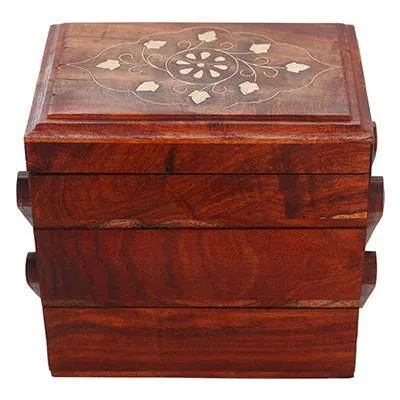 Hand Carved Wooden Jewellery Box for Women | Jewel Organizer (Brown)