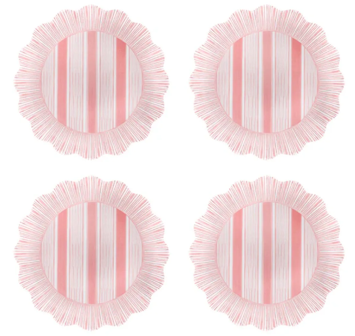 Juliska- Cabana Stripe Melamine Dessert/Salad Plate Set/4 - Coral