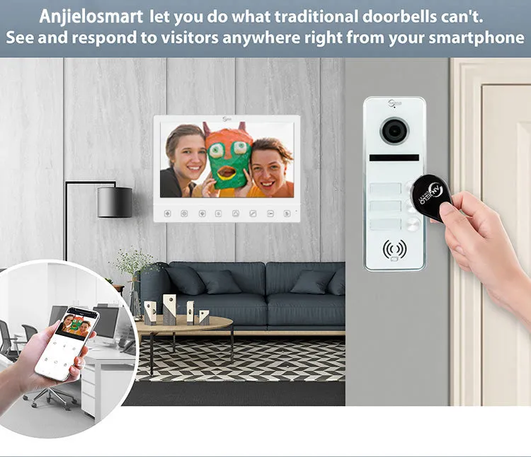 Latest Anjielosmart 10.1 inch Touch Monitor 1080P Support TUYA 2 OR 3-door Outdoor station Video Intercom For Apartment