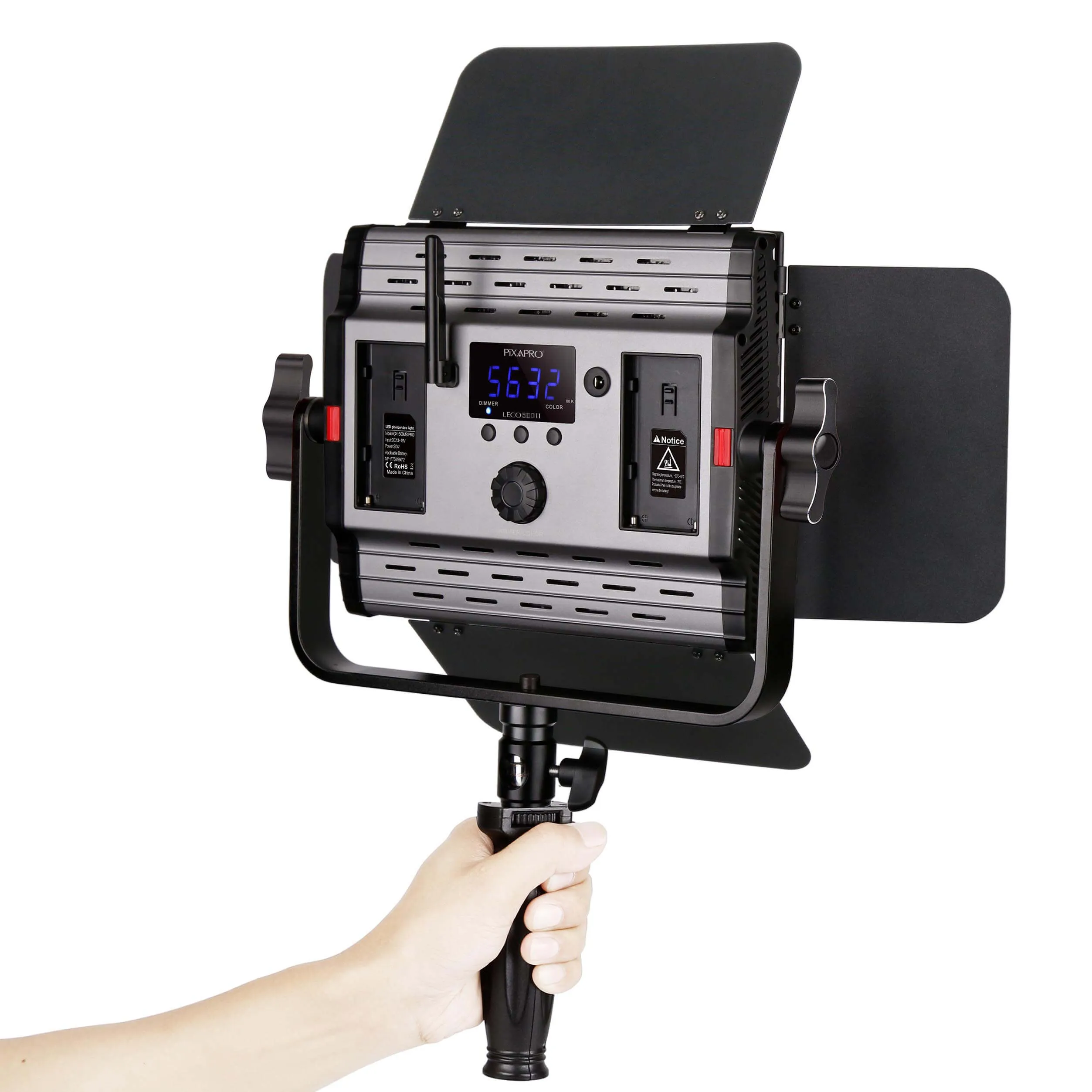 LECO 500S II Daylight Balanced LED Video Light Twin Kit with Stands and Batteries