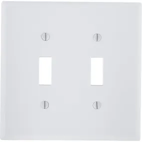 Leviton 2-Gang Plastic Toggle Switch Wall Plate, White
