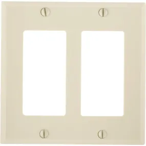 Leviton Decora 2-Gang Smooth Plastic Rocker Decorator Wall Plate, Ivory