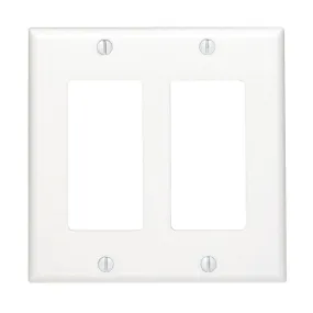 Leviton Decora 2-Gang Smooth Plastic Rocker Decorator Wall Plate, White