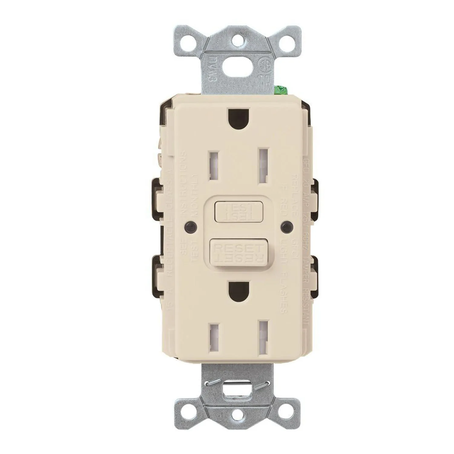 Lutron CAR-15-GFST Claro Tamper-Resistant Self-Testing 15A GFCI Receptacle