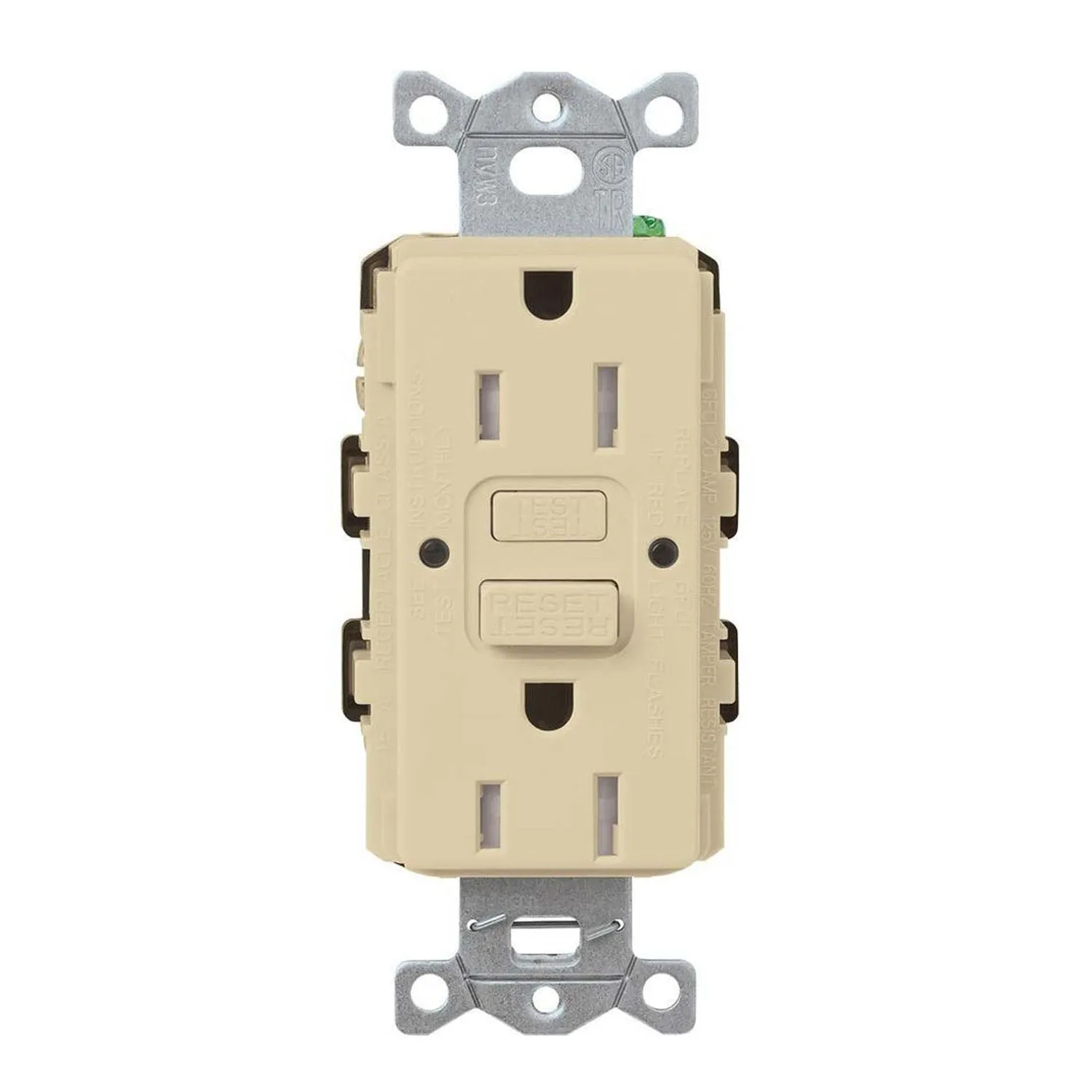 Lutron CAR-15-GFST Claro Tamper-Resistant Self-Testing 15A GFCI Receptacle