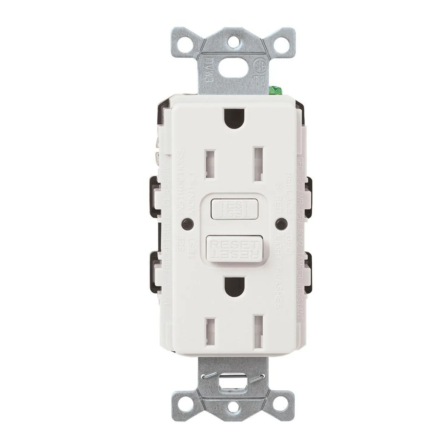 Lutron CAR-15-GFST Claro Tamper-Resistant Self-Testing 15A GFCI Receptacle