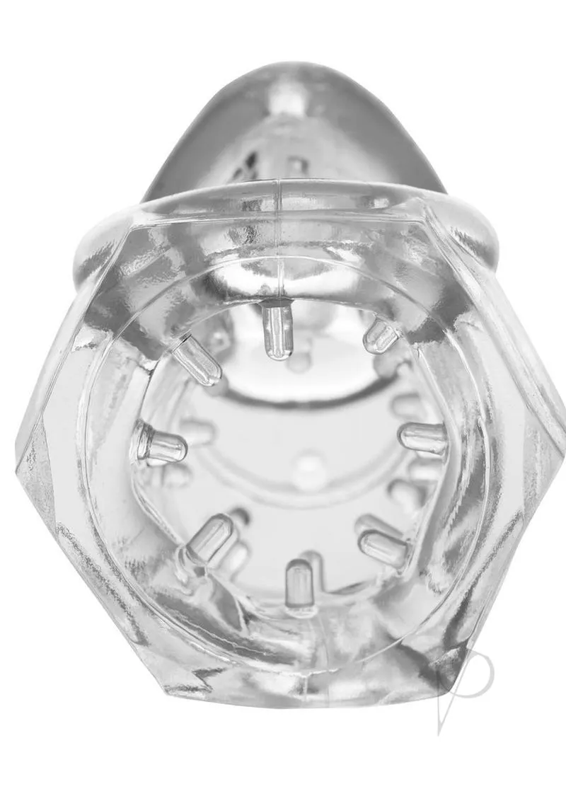 Master Series Detained 2.0 Restrictive Chastity Cage with Nubs - Clear