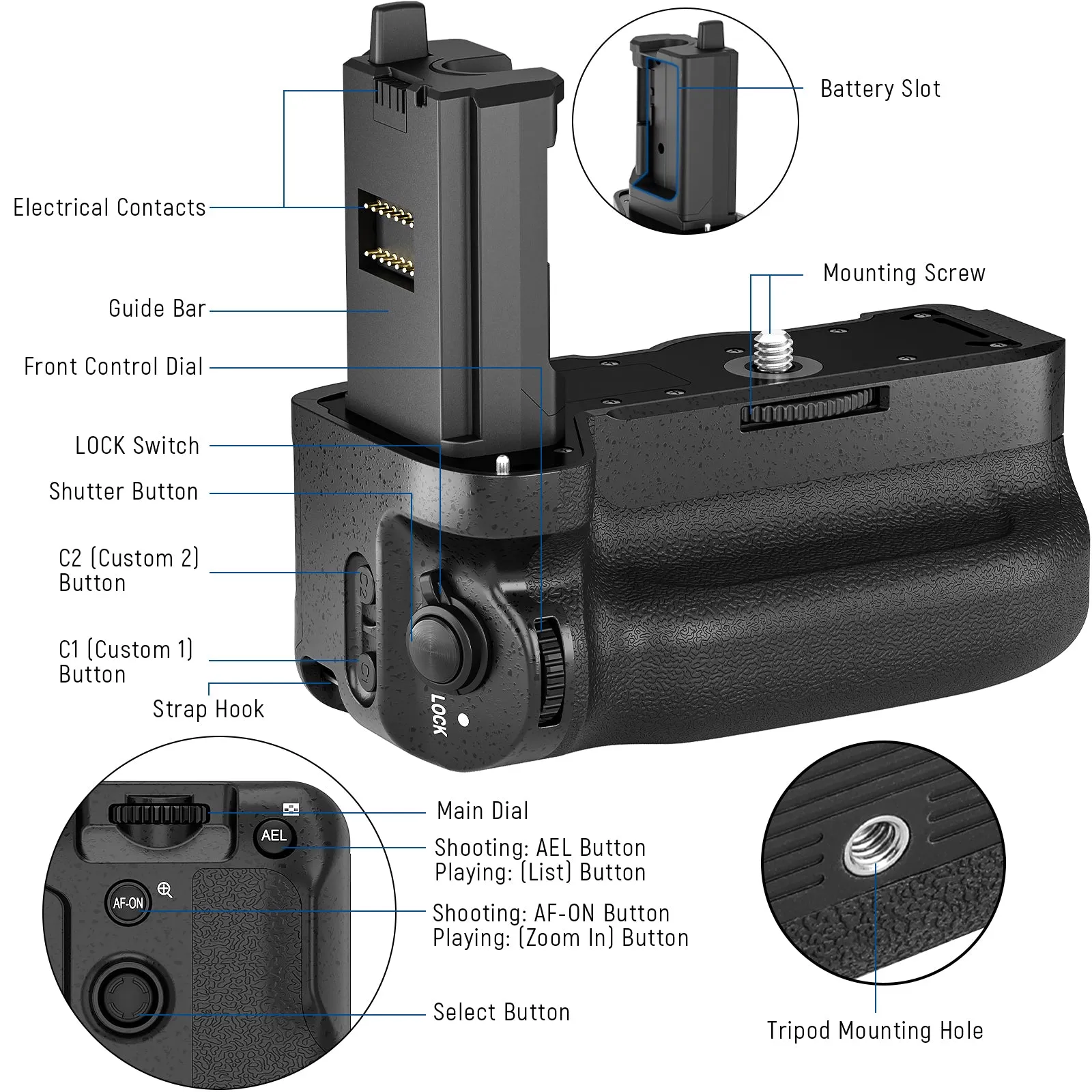 NEEWER VG-C4EM Replacement Battery Grip for Sony A7R V A7R IV A9 II A7 IV A7S III A1