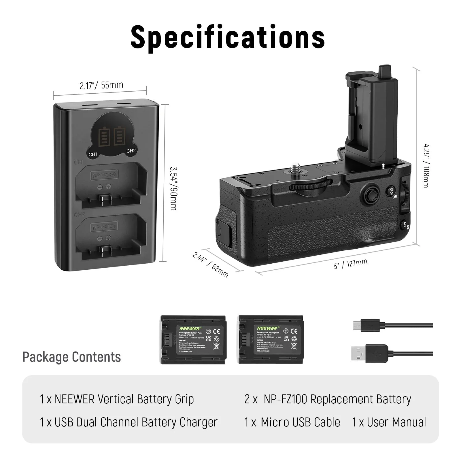NEEWER VG-C4EM Replacement Battery Grip for Sony A7R V A7R IV A9 II A7 IV A7S III A1