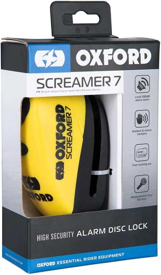 Oxford XA7 Screamer Motorcycle Alarm Disc Lock Black/Fluo