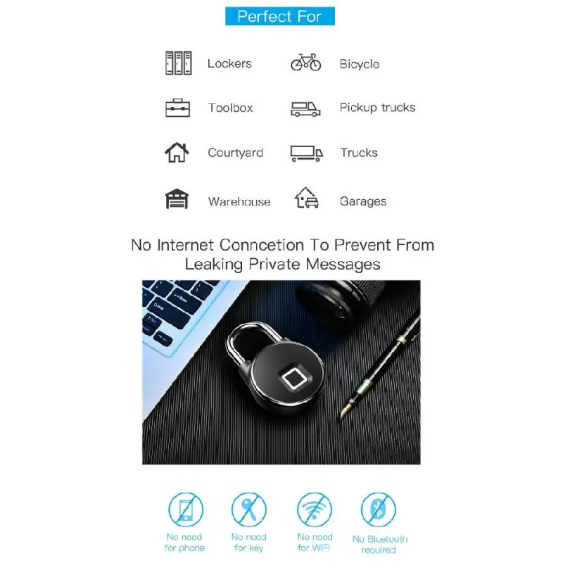 P22  Waterproof Fingerprint Padlock with Cellphone APP Control & Low Battery Alarm