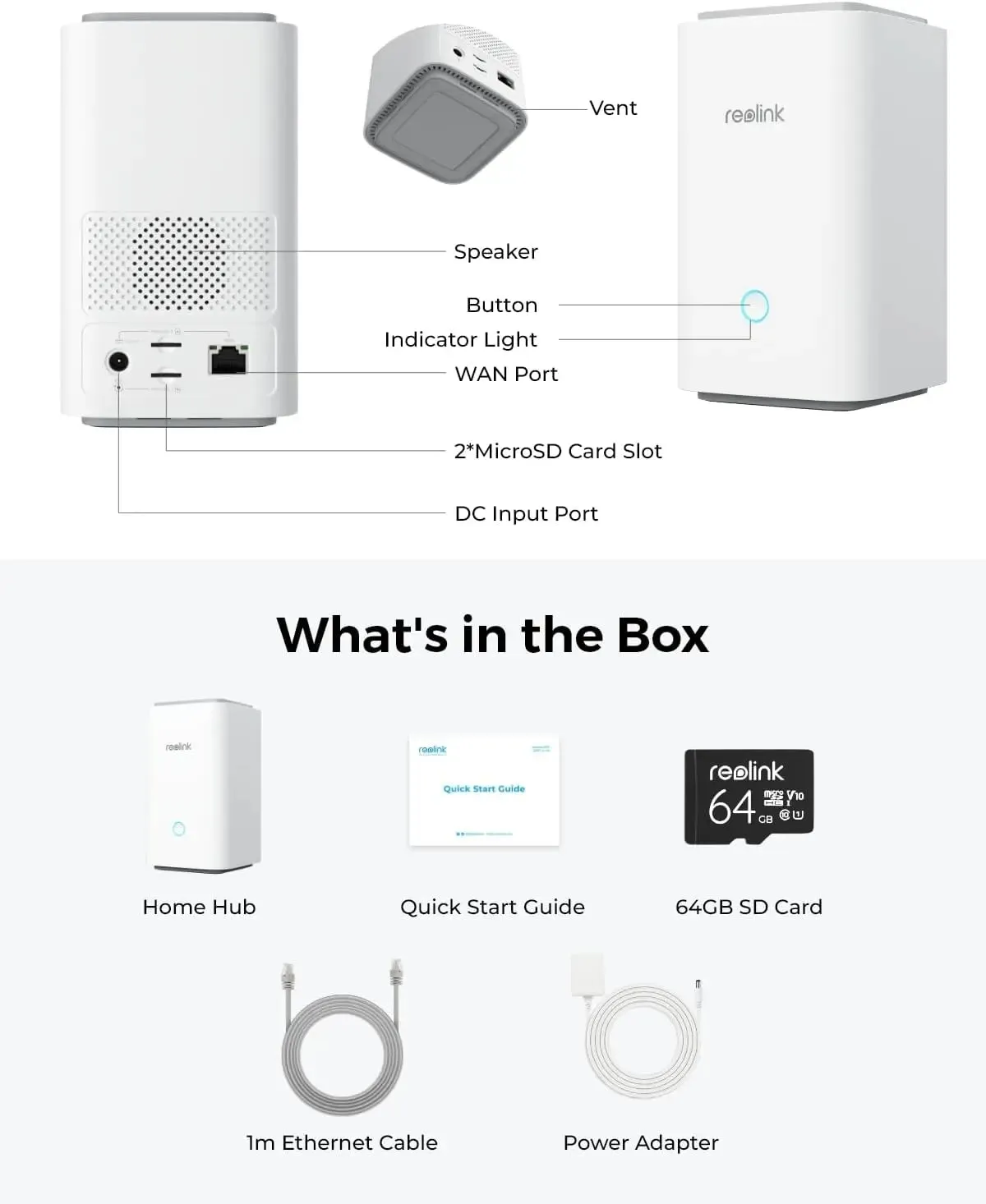 Reolink Security Home Hub, Surveillance camera, No Monthly Fee, Mainstream Live Streaming & Playback Up to 4K, Expandable Local Storage, Wi-Fi 6 & Dual-Band Wi-Fi, Exclusive Encryption Algorithm