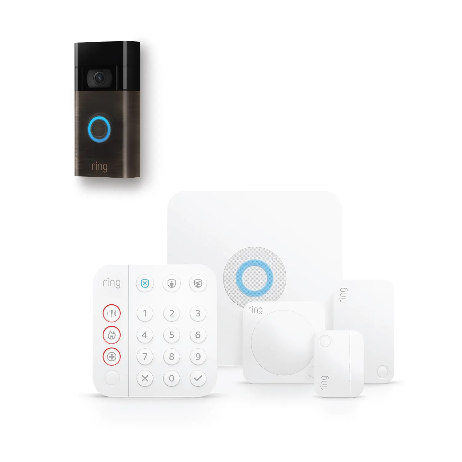 Ring 5 Piece Home Security Kit with Video Doorbell (Gen 3) - Venetian Bronze *BUNDLE*