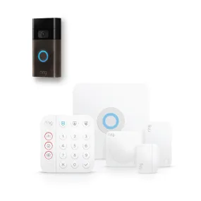 Ring 5 Piece Home Security Kit with Video Doorbell (Gen 3) - Venetian Bronze *BUNDLE*