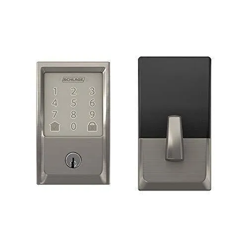 Schlage Lock Company BE489WB CEN 619 Schlage Encode Deadbolt Smart Lock | WiFi Touchscreen Keypad, Satin Nickel