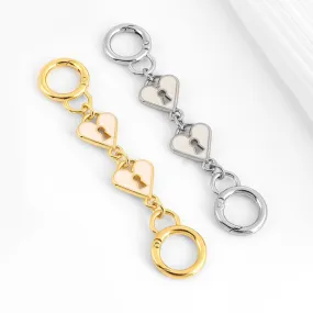 Shoulder strap extension chain for Nolita 19 crossbody, replacement bag strap extension chain with heart-shaped lock style metal accessories