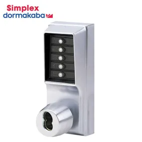 Simplex - 1041B - Mechanical Pushbutton Cylindrical Knob Lock - Combination Entry - SFIC Prep - 2¾" Backset - Satin Chrome - Grade 1