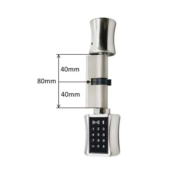 Smart Cylinder Door Lock WiFi Electronic Door Lock Bluetooth Digital APP Keypad Code RFID Card Keyless Lock Entry Door,Silver