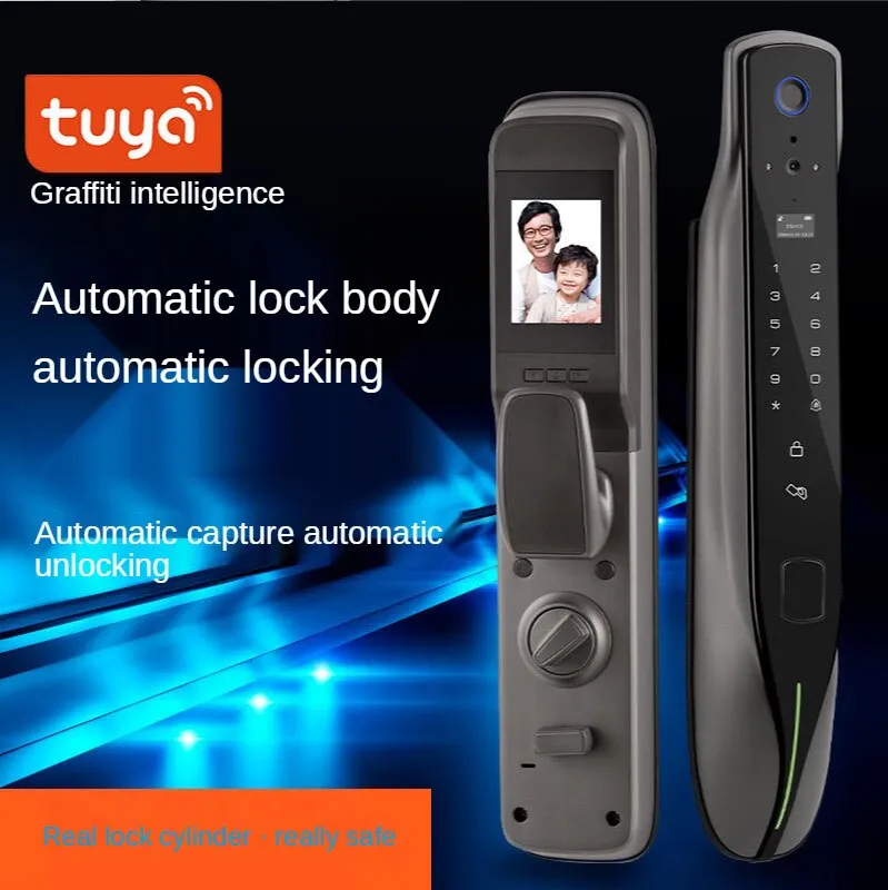 smart door lock Tuya Smart Door Lock Visual Cat Eye Capture Remote Fingerprint Lock Fully Automatic Ring Doorbell with Camera  Security Camera