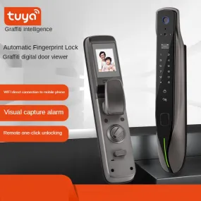 smart door lock Tuya Smart Door Lock Visual Cat Eye Capture Remote Fingerprint Lock Fully Automatic Ring Doorbell with Camera  Security Camera