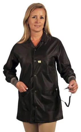 TechWear LOJ-93C OFX-100 Waist-Length ESD Jacket with 3 Pockets & Knit Cuffs, Black