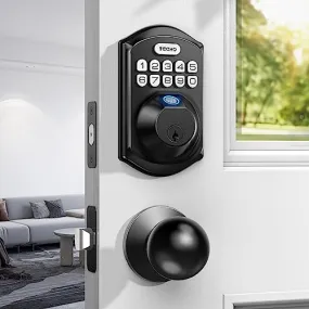 TEEHO Fingerprint Keyless Entry Door Lock - Keypad Deadbolt with Handle - Auto Lock, Easy Install - Matte Black