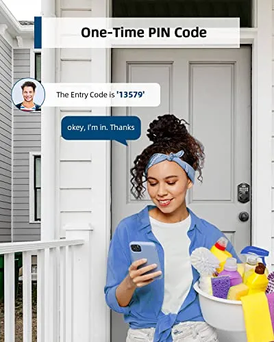 TEEHO Fingerprint Keyless Entry Door Lock - Keypad Deadbolt with Handle - Auto Lock, Easy Install - Matte Black