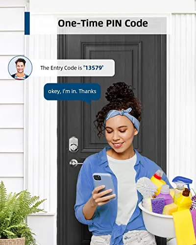 TEEHO TE001L Keyless Entry Door Lock with 2 Handles - Electronic Keypad Deadbolt with Door Lever, Front Door Handle Sets, Auto Lock, Easy Installation, Satin Nickel