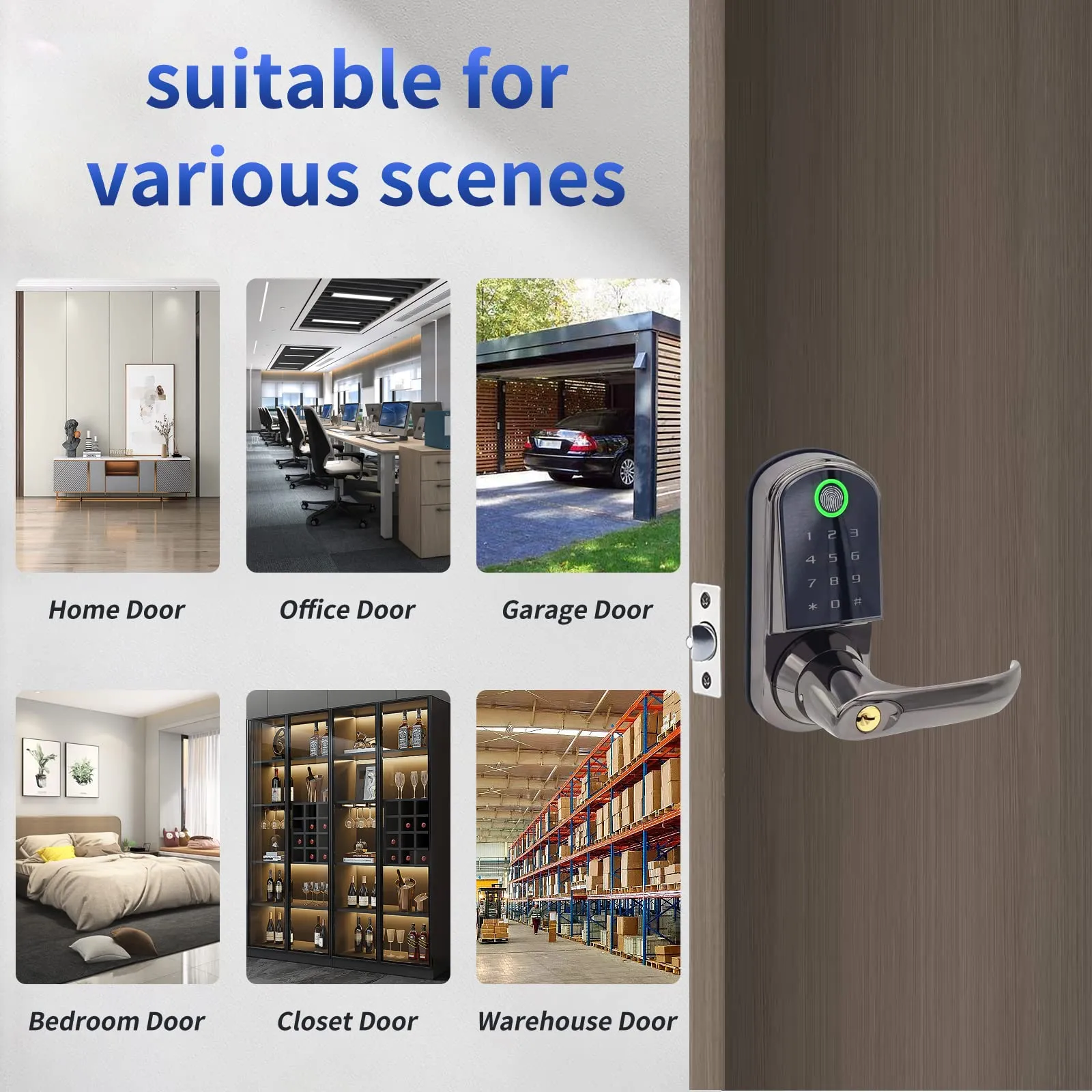 UPDATE: Congratulations To Those Who Scored 🎉 SOLD OUT!    MeSaidFamiy Smart Fingerprint Handle Locks, Keyless Entry Door Locks for Front Door/Bedroom/Office with Passcode/APP/Card/Biometric(Right Hand)